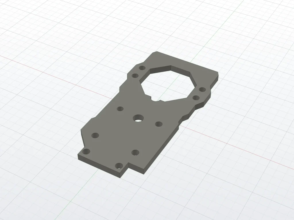 Gimbal plate with octagonal opening and mounting holes (render)