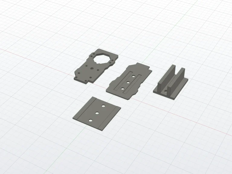 C-20T gimbal mount for the AtomRC Beluga, all four parts (render)