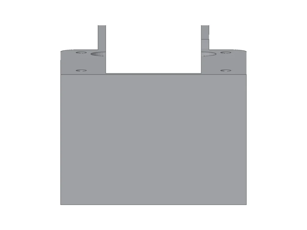 Servoless electric retract landing gear housing (3500G), front view showing the mounting flange (render)