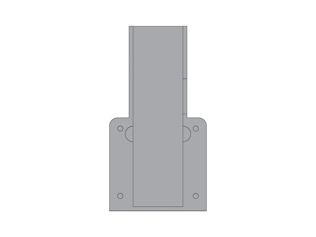 Servoless electric retract landing gear housing (3500G), top view with the four M2 screw holes (render)