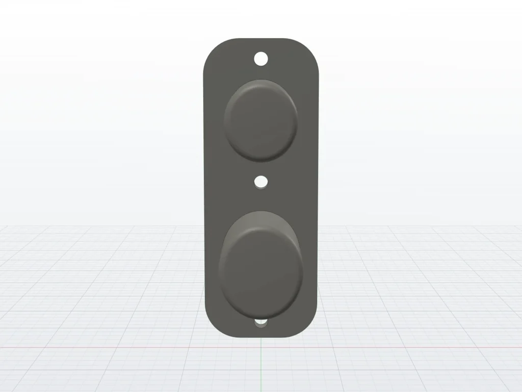 T-28 Trojan wall mount, front view with two pegs and three screw holes (render)