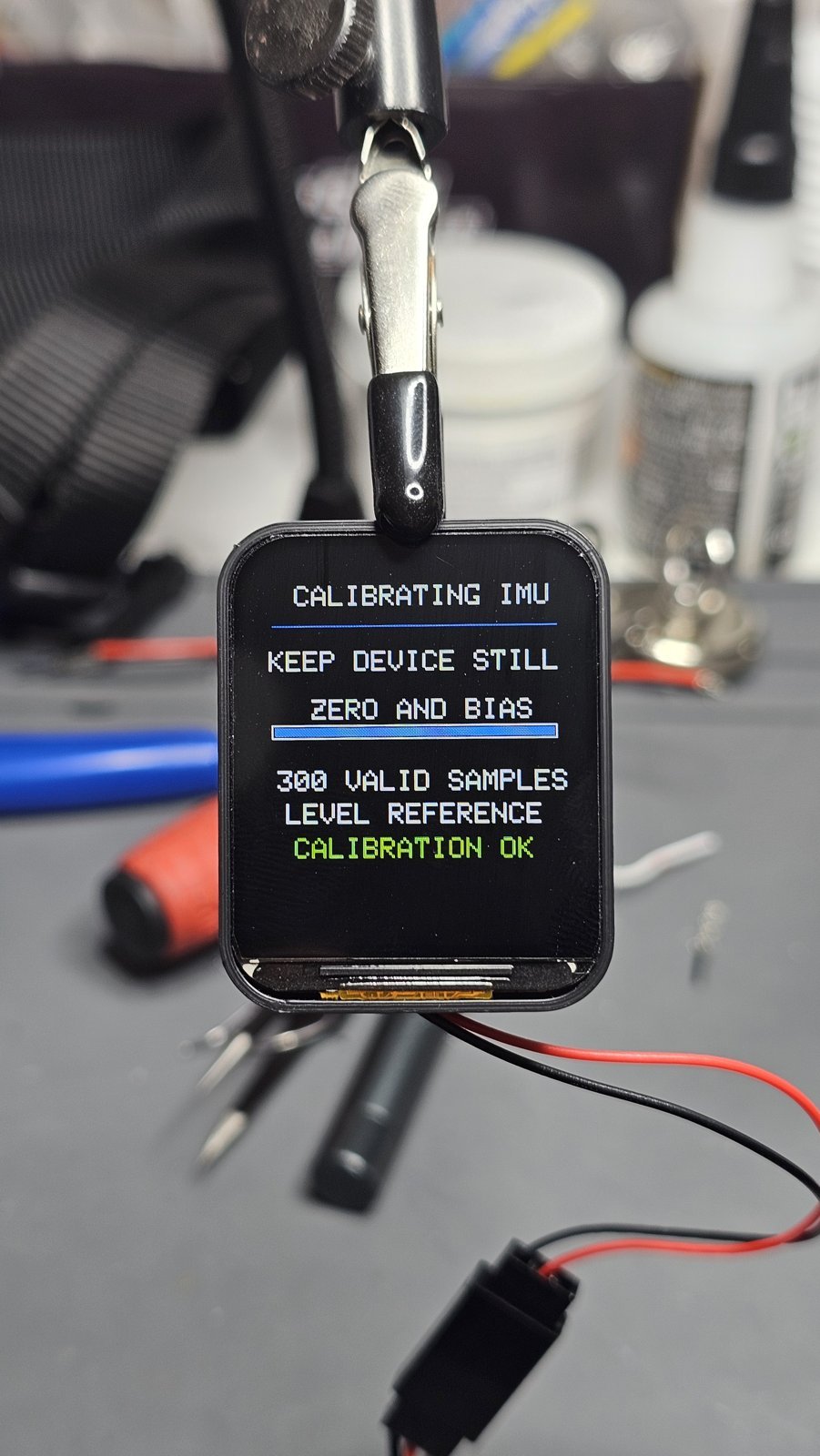 IMU calibration screen on the WingLabs attitude indicator