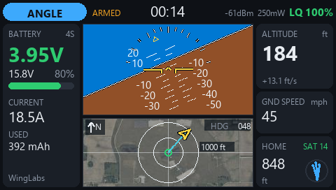 WL Avionics widget on a TX16S MK2
