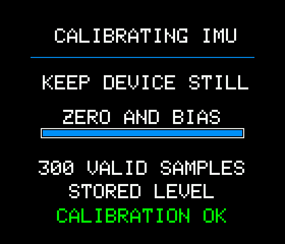 Calibration screen ending with CALIBRATION OK